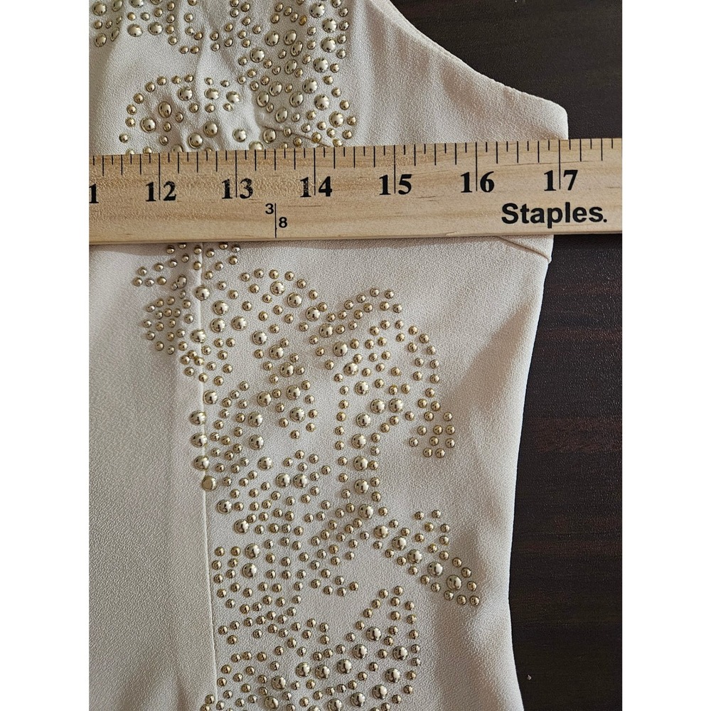 Lush Sz M Ecru Gold Studded Western Embellished Tank Dress Sleeveless #581‎ - Picture 6 of 9